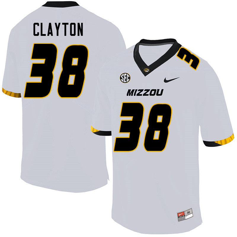 Men #38 Bryson Clayton Missouri Tigers College Football Jerseys Sale-White - Click Image to Close